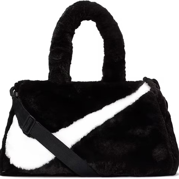 Nike Handbags - Nike Black and Cream Faux Fur Shoulder Bag